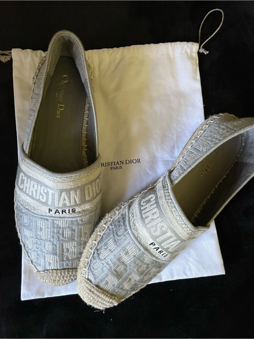 Authentic Christian Dior Gray Logo Espadrilles